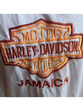 Jamaica Harley Davidson L Vintage 1990s Womens Harley T-shirt Large Embroidered